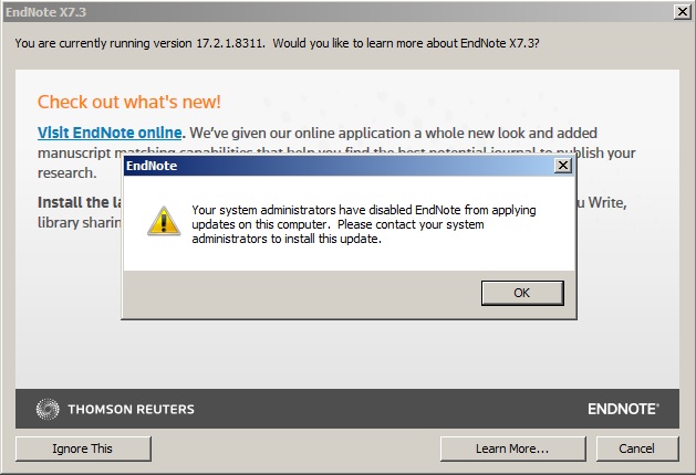 EndNote X7.0.2 and later New AutoUpdater Control Features