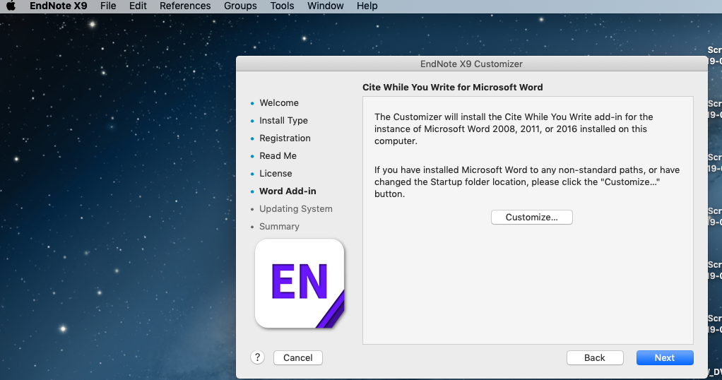 EndNote: How to install EndNote X9 macOS