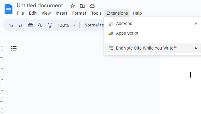 Endnote google docs cwyw