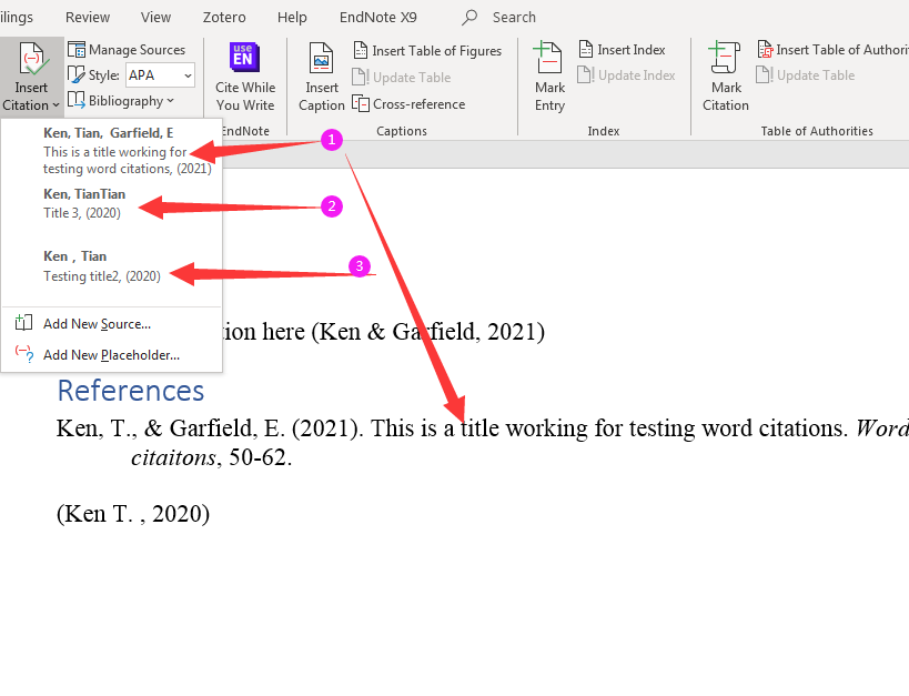 EndNote: Word插件中的Export Word Master List功能介绍