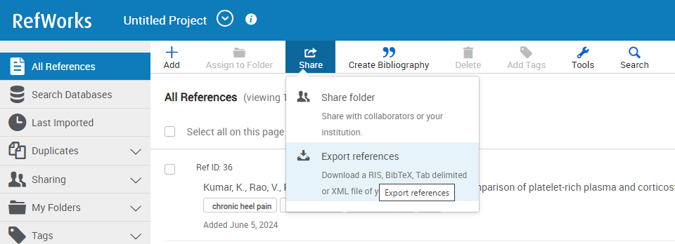 EndNote online: Transferring references from RefWorks