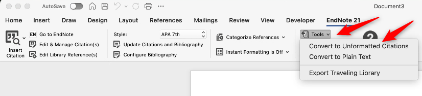EndNote: Problematic field codes causing jumping cursor, 