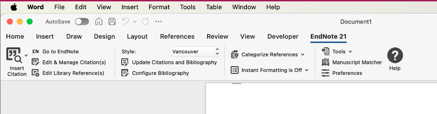 EndNote 21/20/X9/X8 macOS and EndNote online macOS: CWYW tools in 